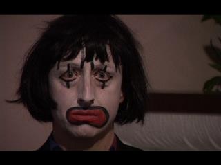 As Clownface. Forever applying for unsuitable jobs. A still from the pilot.