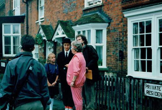 As Hopkins in 'Simon and the Witch'. On location in Beaconsfield with Joan Sims, Nicola Stapleton and director, David Bell